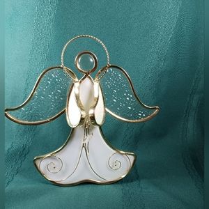 Angel tealight candle holder w gold trim